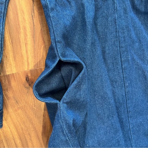 NEIMAN MARCUS denim dress button front elastic waist deadstock NWT sz 9 VINTAGE - Picture 3 of 10